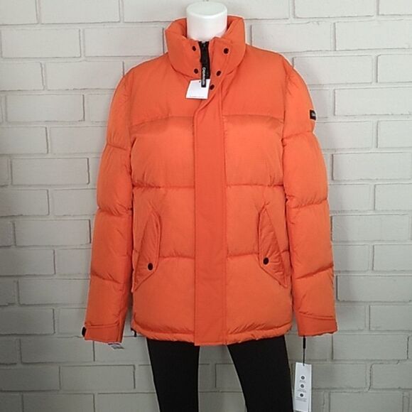 Calvin Klein Winter Orange Puffer Coat. Size Small. Unisex NWT - Picture 1 of 16